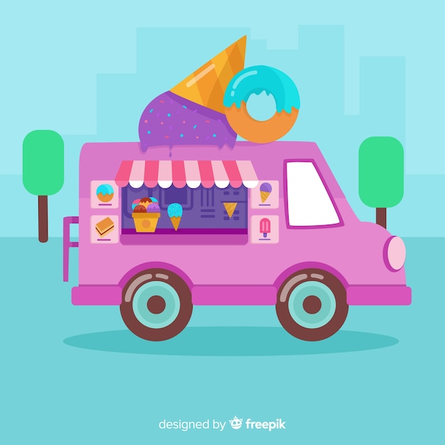 Free vector ice cream truck background