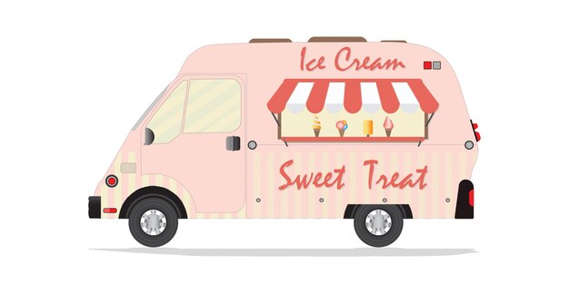 アイスクリーム販売車 プレミアムベクター