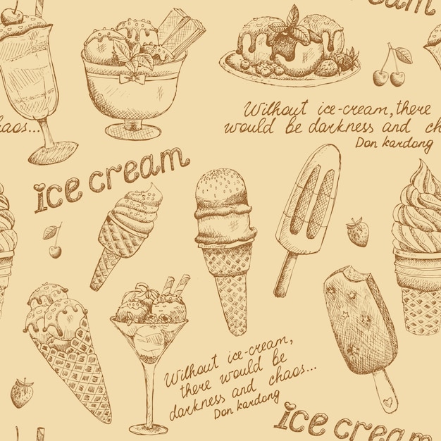 Free vector ice cream vintage pattern