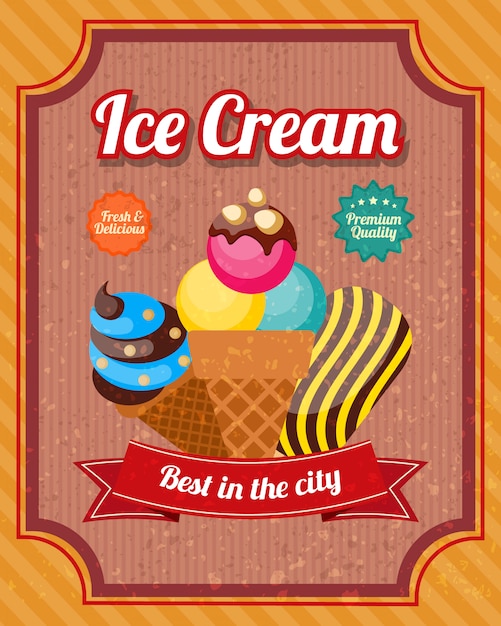 Free vector ice cream vintage poster