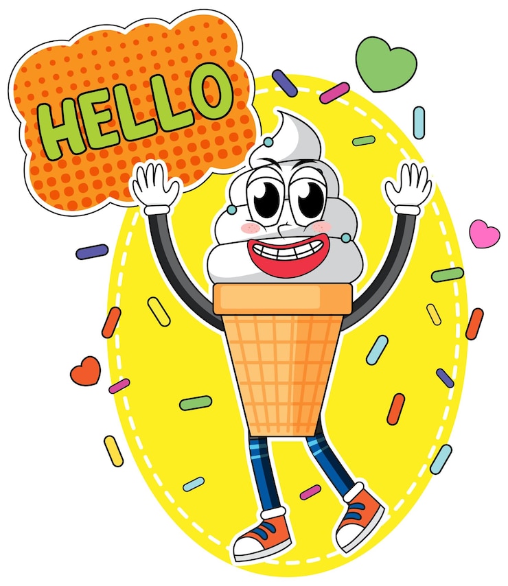 Free Vector ice cream word expression comic style