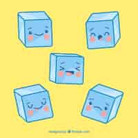 Free vector ice cube collection with 2d design