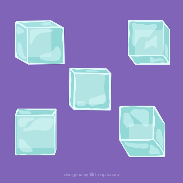 Бесплатное векторное изображение Коллекция кубиков льда с дизайном 2d
