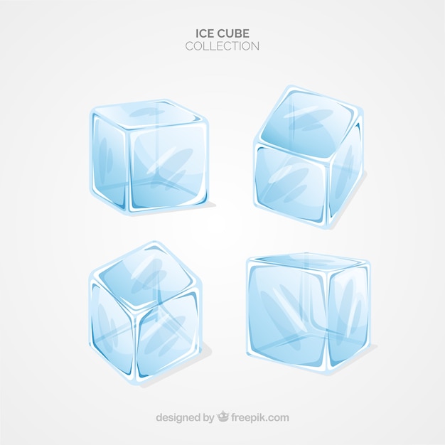 Ice cube collection with flat design