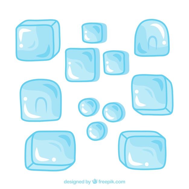 Ice cube collection with flat design