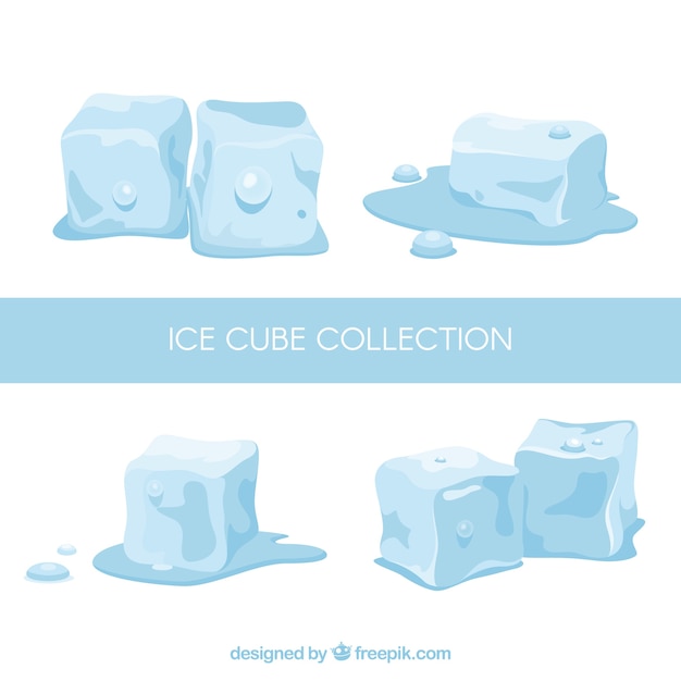 Ice cube collection with flat design