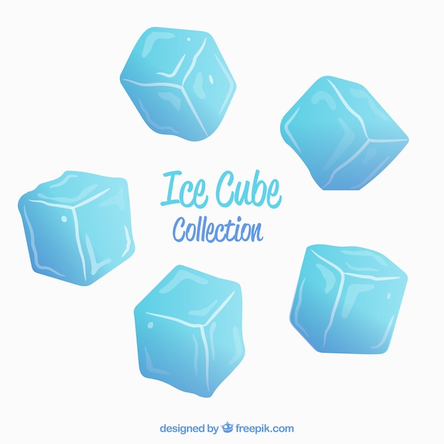 Коллекция кубиков льда с плоским дизайном