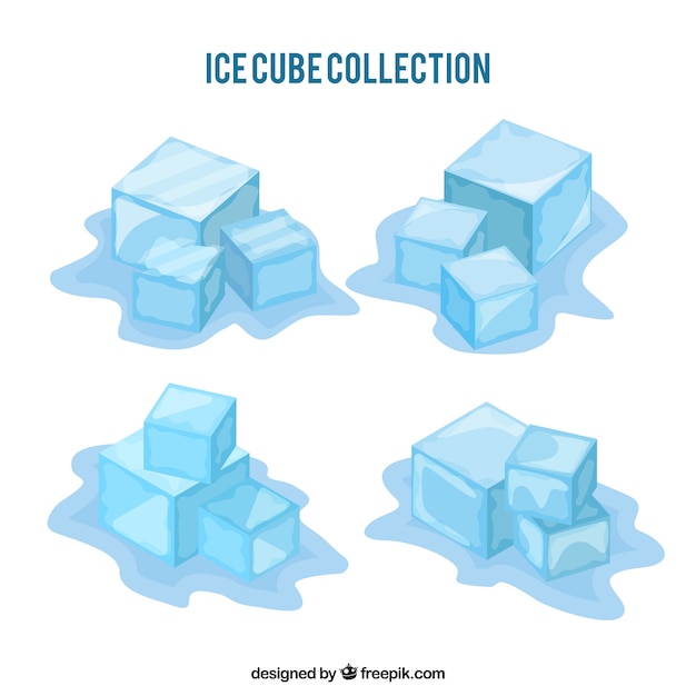 Ice cube collection with flat design