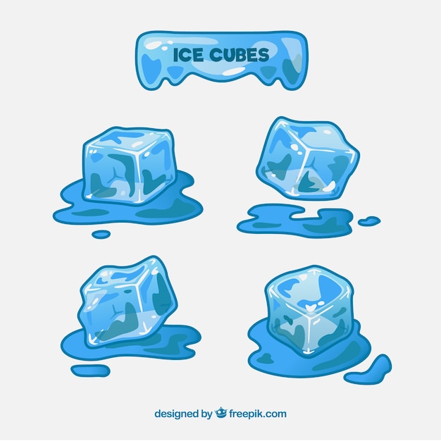 Бесплатное векторное изображение Коллекция кубиков льда с плоским дизайном