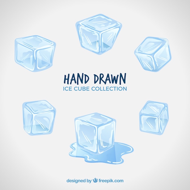 Free vector ice cube collection with hand drawn style