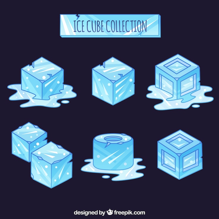 Free Vector ice cube collection with hand drawn style