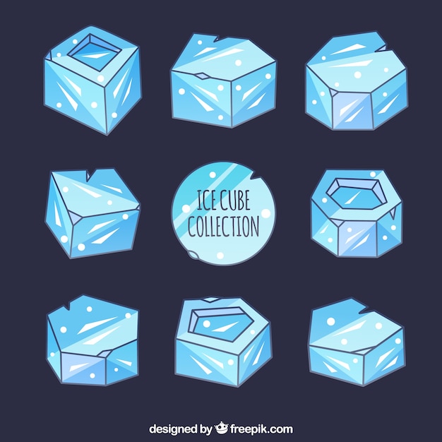 Free vector ice cube collection with hand drawn style