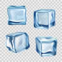 Free vector ice cubes blue transparent