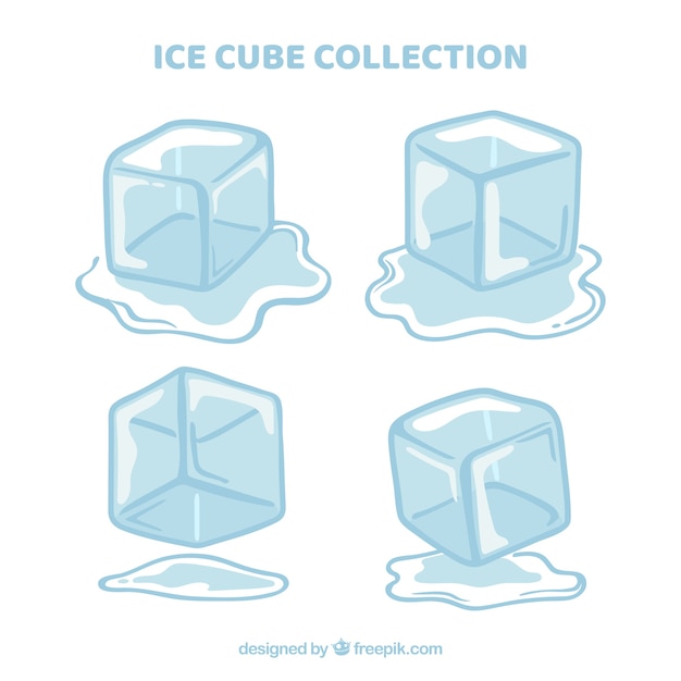 Ice cubes collection in hand drawn style