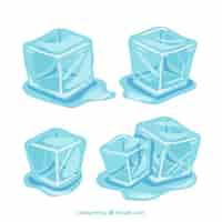 Free vector ice cubes melting collection