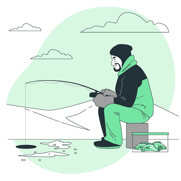 Free vector ice fishing concept illustration