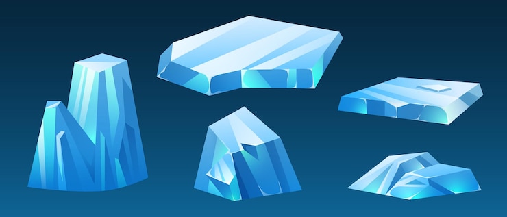 Free Vector ice floe glacier block vector frozen winter piece