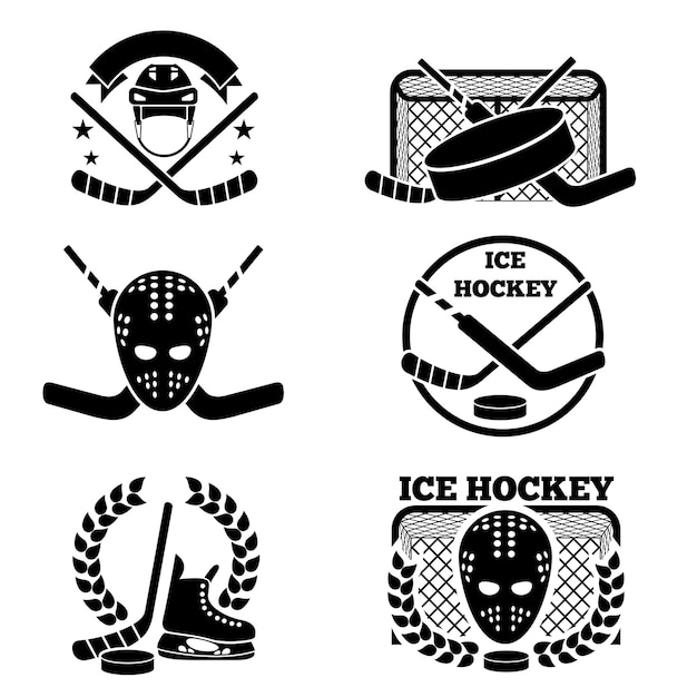 Ice hockey emblem and logo set.