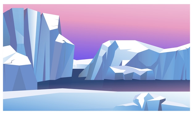 水の中の氷山のイラスト