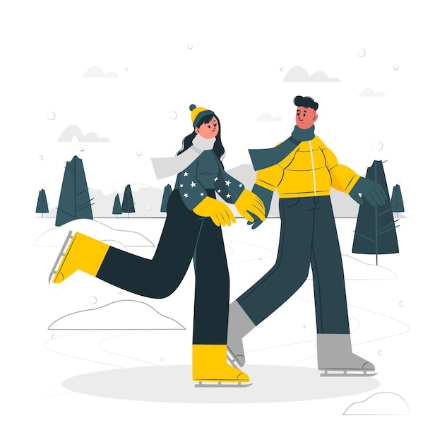 Free vector ice skating concept illustration