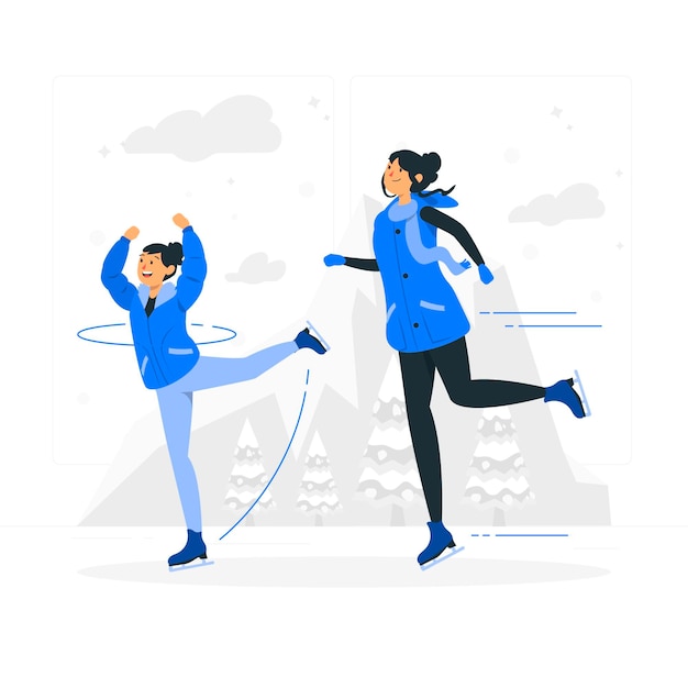 Бесплатное векторное изображение Иллюстрация концепции катания на коньках