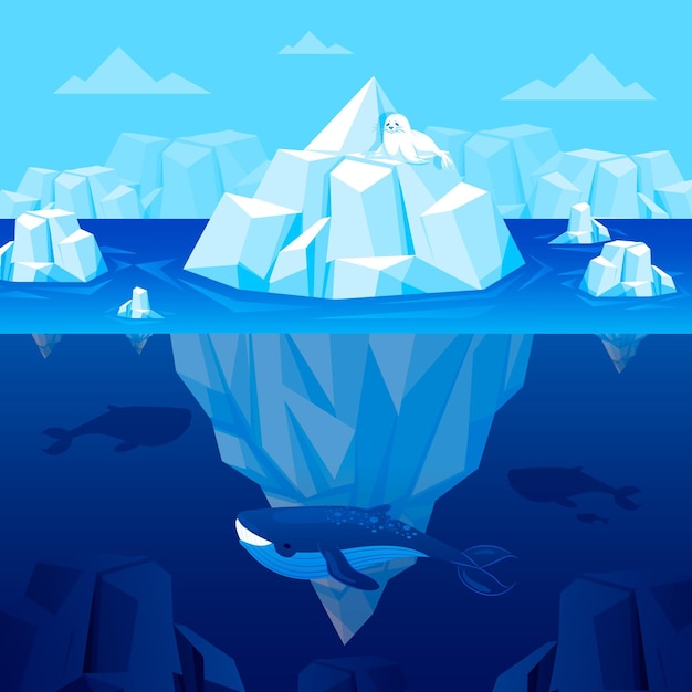 Бесплатное векторное изображение Концепция иллюстрации айсберга