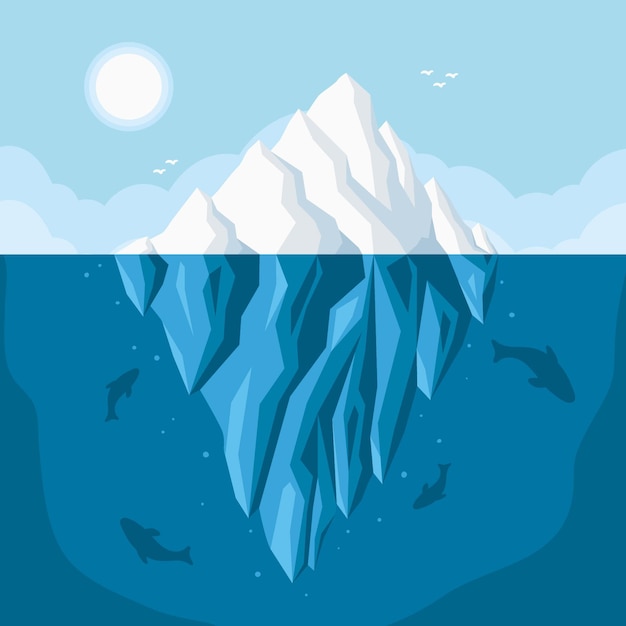 Бесплатное векторное изображение Иллюстрация айсберга в океане