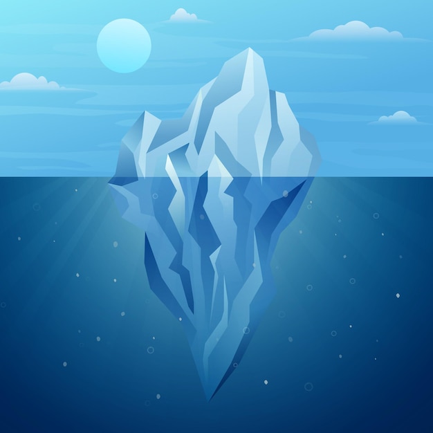 Vettore gratuito illustrazione dell'iceberg nell'oceano