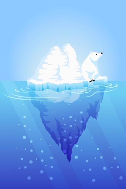Iceberg illustration with polar bear