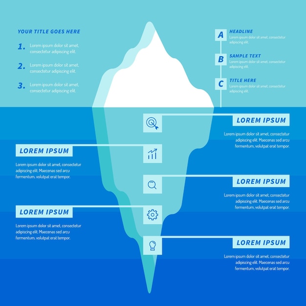 무료 벡터 빙산 infographic 개념