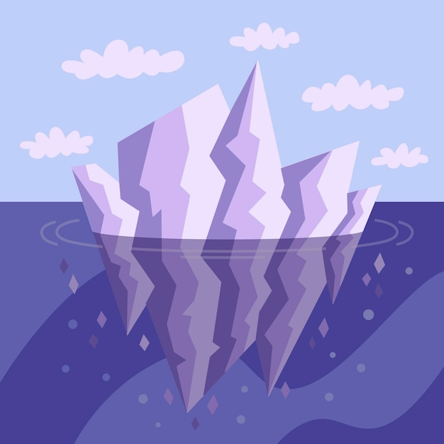 Iceberg in the ocean illustrated