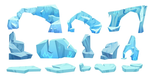 Iceberg piece and arch floating cartoon vector