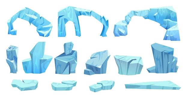 Iceberg piece and arch floating cartoon vector