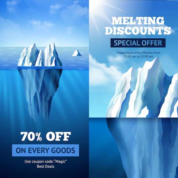 Free vector iceberg sale banners