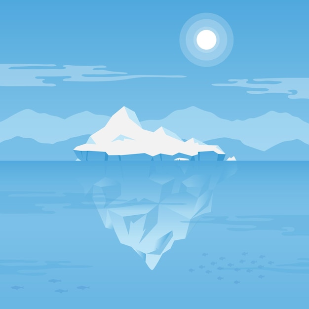 Free vector iceberg under water illustration