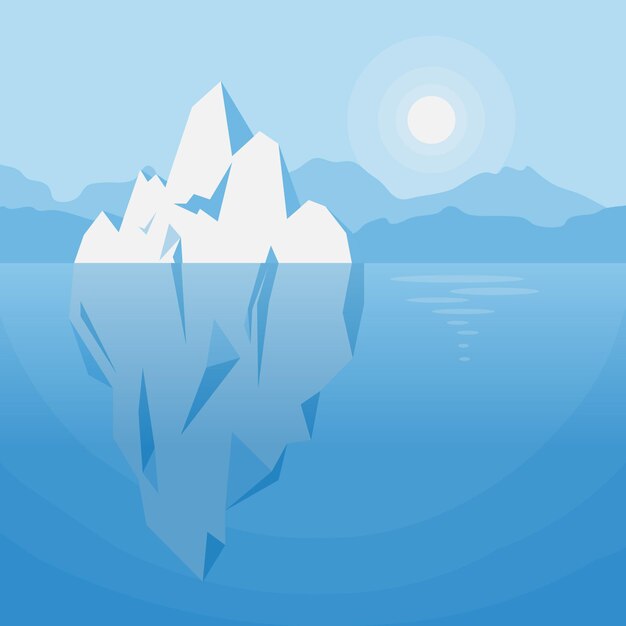 Iceberg under water illustration