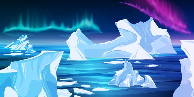 Icebergs Northern Lights Composition