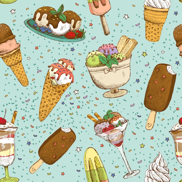 Free vector icecream seamless background pattern