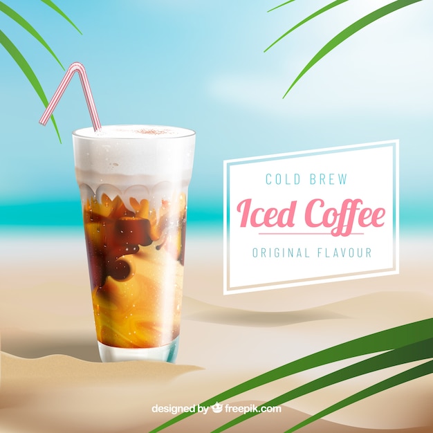 Free vector iced coffee background in realistic style