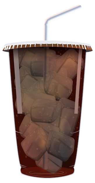 Бесплатное векторное изображение Ледяной напиток в прозрачной чашке