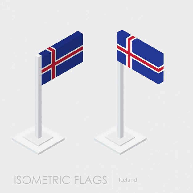 Iceland flag 3d isometric style