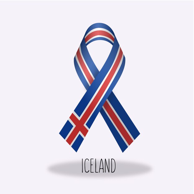 Iceland flag ribbon design