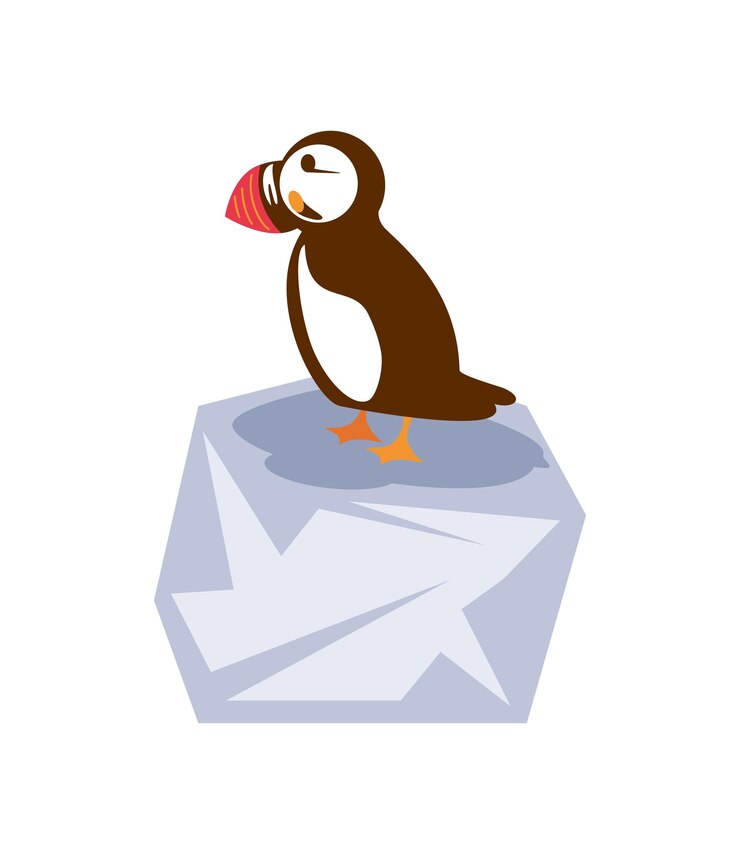 Free Vector iceland puffin on iceberg