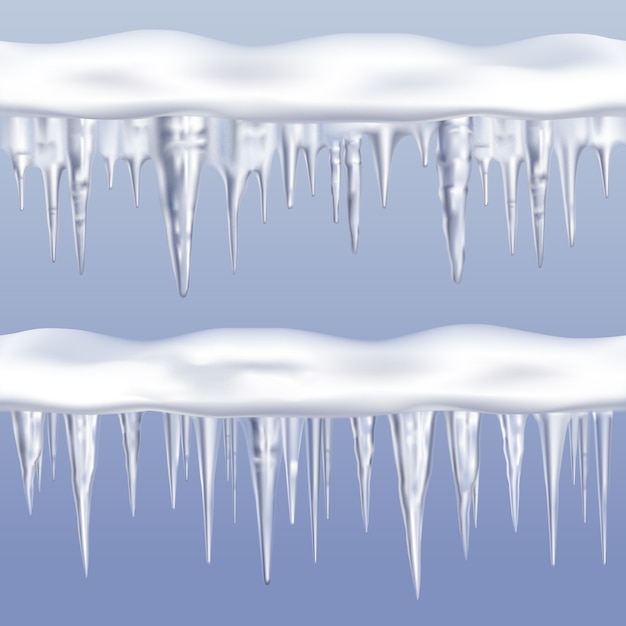 Free vector icicles tileable borders set