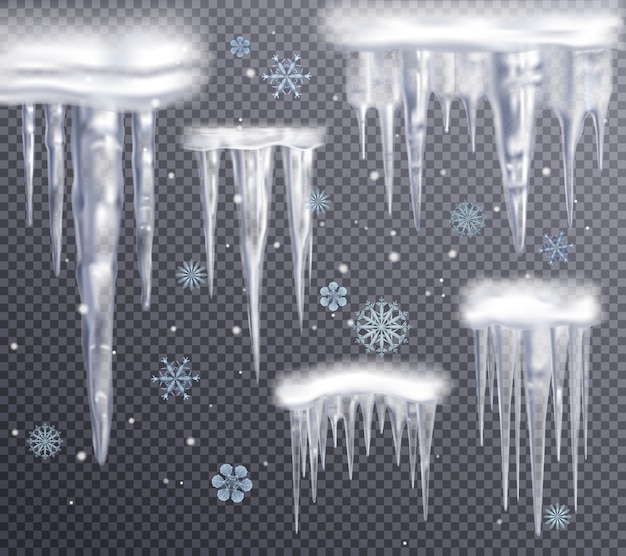 Free vector icicles transparent set