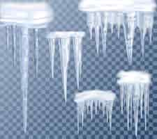 Free vector icicles transparent set