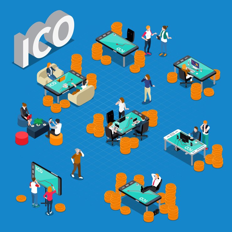 Free Vector ico concept isometric composition