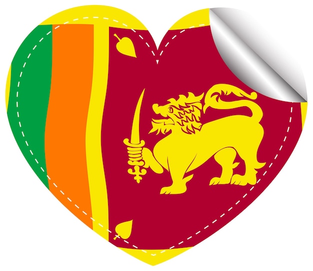 Дизайн иконок для флага Шри-Ланки в форме сердца