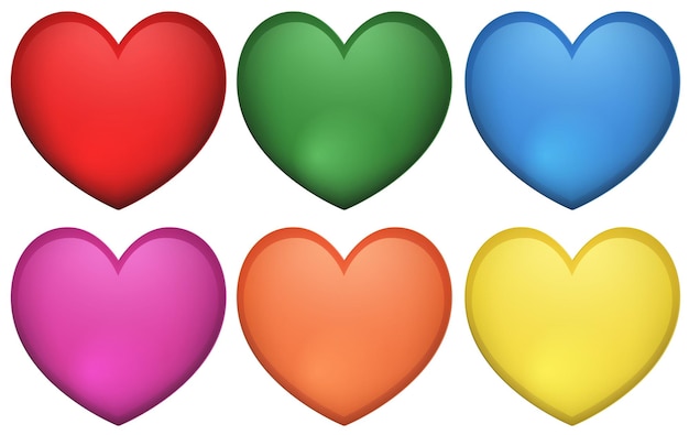 Design dell'icona a forma di cuore in molti colori