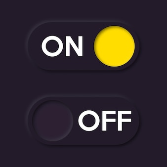Icon on and off toggle switch button ui ux for mobile applications web and social media neumorphism